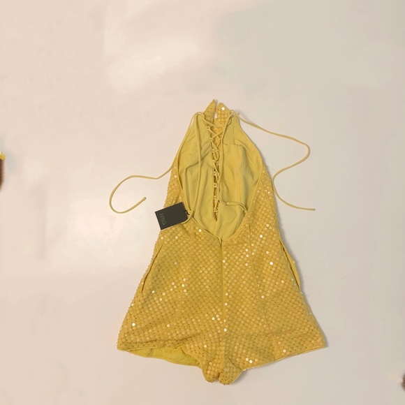 Revolve NBD Rainbow Sequin Romper In Cream Yellow - Picture 6 of 7
